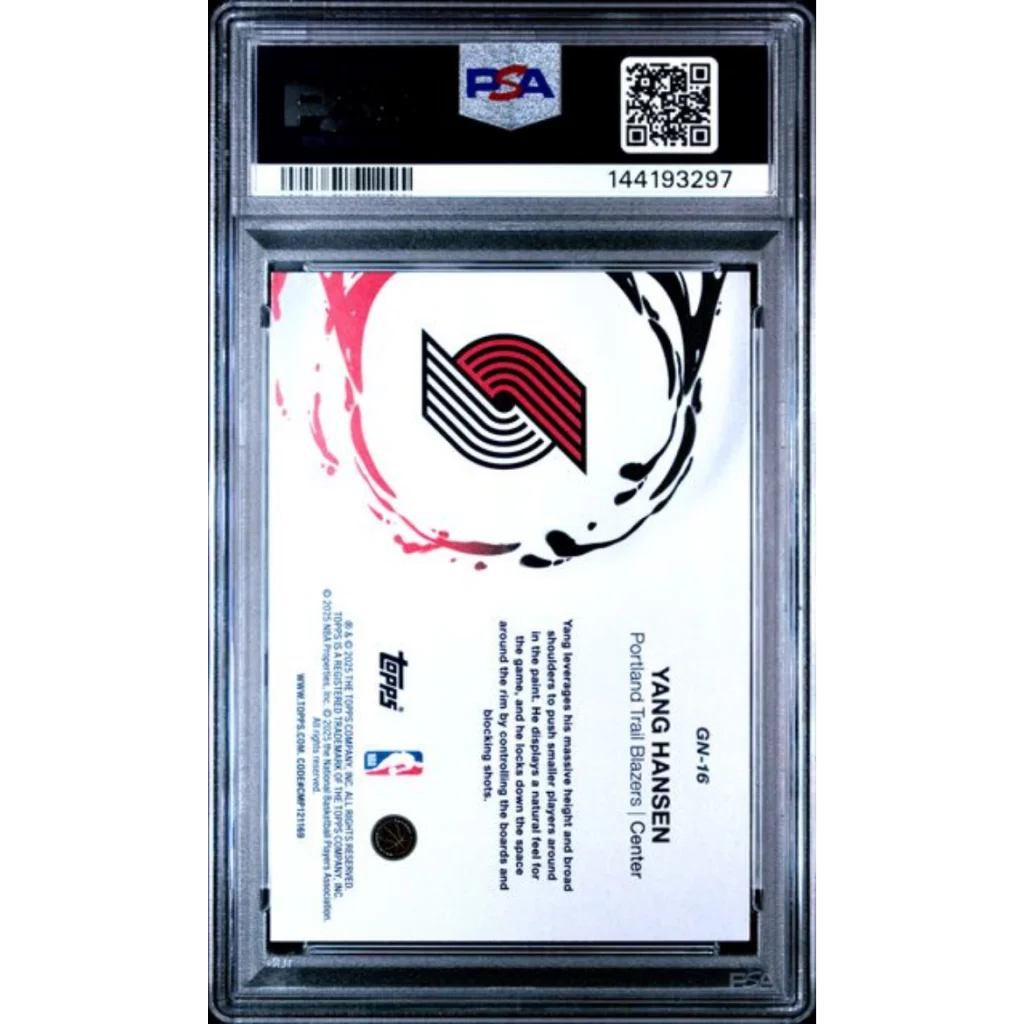 Graded 2025 Topps Yang Hansen GN16 Generation Now Rookie RC Basketball Card PSA 10 Gem Mint | PSA 10 Gem Mint Graded Rookie Card | vintageantiquesgifts.com