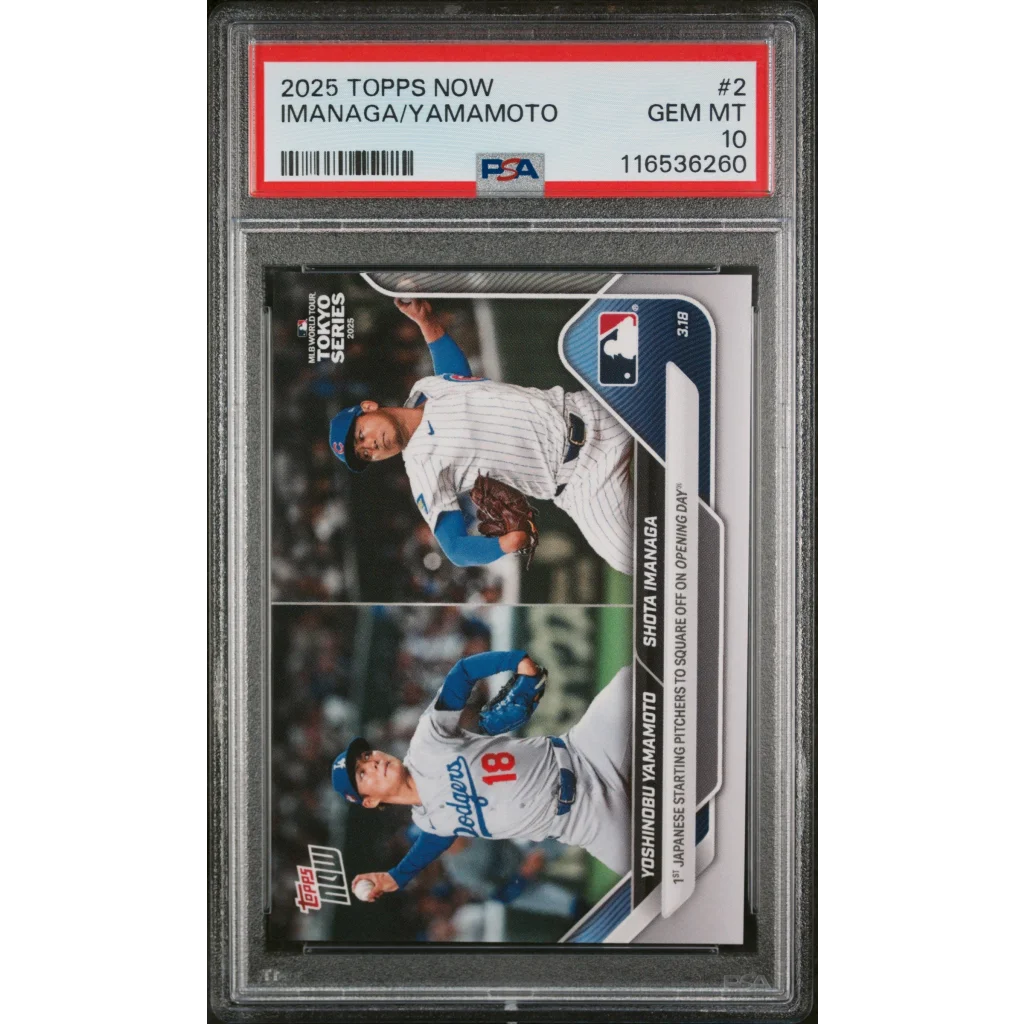 PSA graded 2025 Topps Now baseball card of Shota Imanaga and Yoshinobu Yamamoto for professional sports collectors