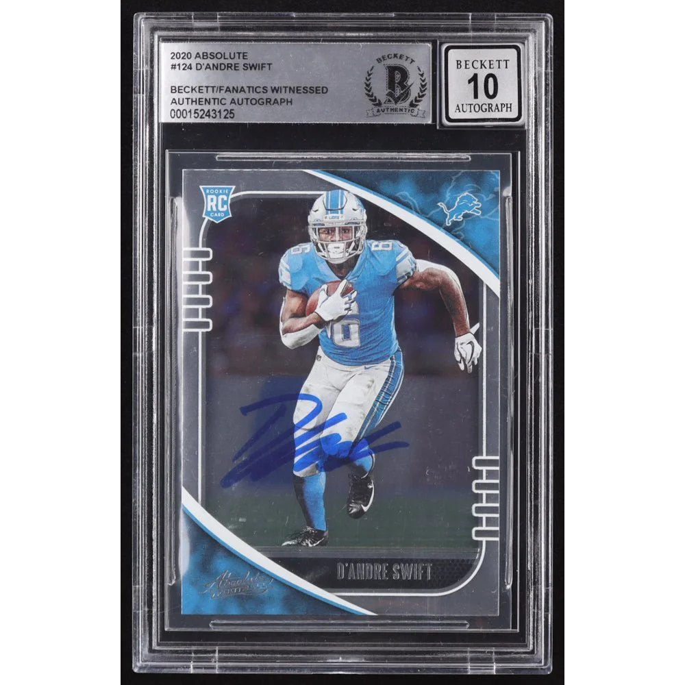 Graded 2020 D’Andre Swift rookie football card with authentic autograph and BGS certification