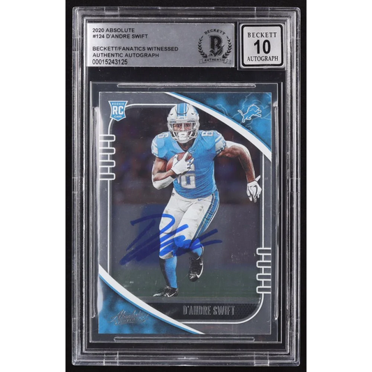 Graded 2020 D’Andre Swift rookie football card with authentic autograph and BGS certification