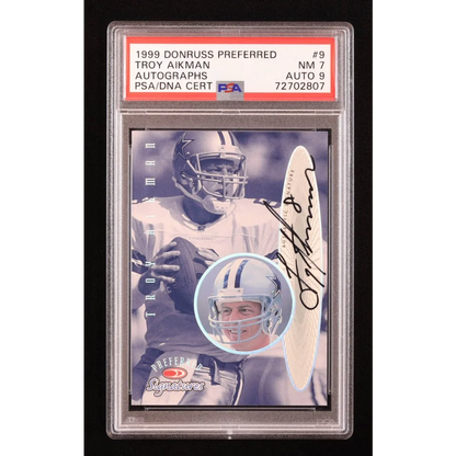 Graded PSA 1999 Donruss Preferred Troy Aikman autographed football card