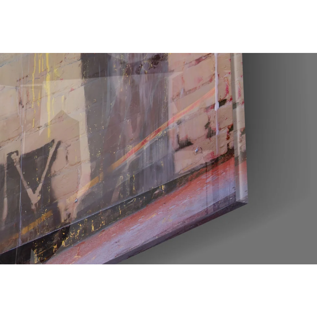 Stunning glass wall art with abstract textured earth tones and bold splashes