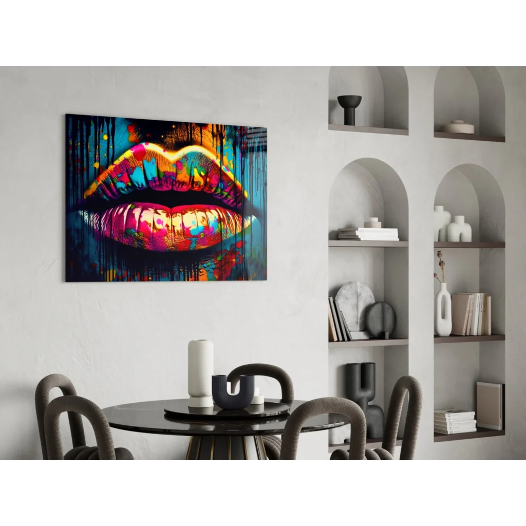 Vibrant graffiti lips canvas wall art print