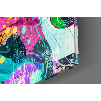 Vibrant graffiti pit bull pop art canvas wall art with pink teal black splashes