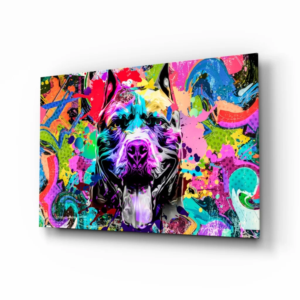 Vibrant graffiti pit bull pop art canvas wall art