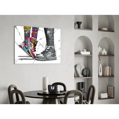 Vibrant graffiti sneakers and socks canvas wall art print