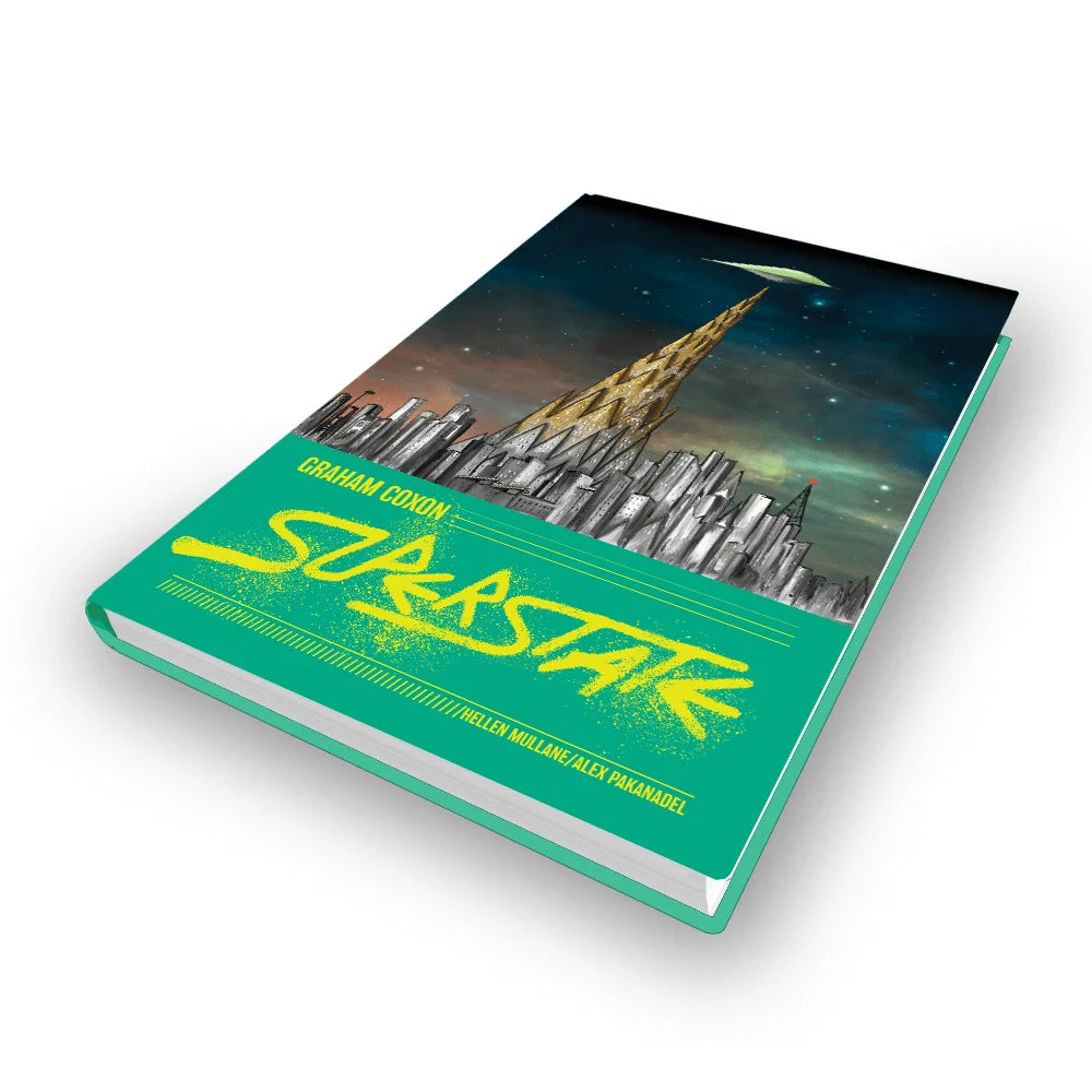 Graham Coxon limited edition graphic novel hardcover with cityscape cover and teal spine