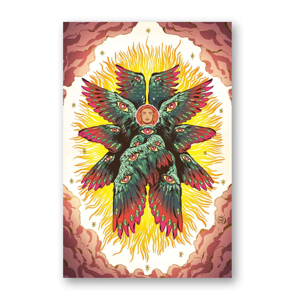 Colorful seraphim illustration from Graham Coxon art prints in Yoga Town bundle