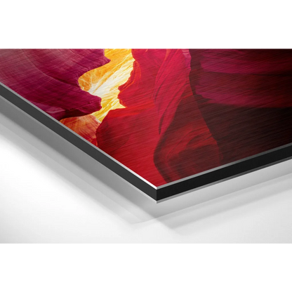 Vibrant red canyon print on brushed aluminium dibond wall art