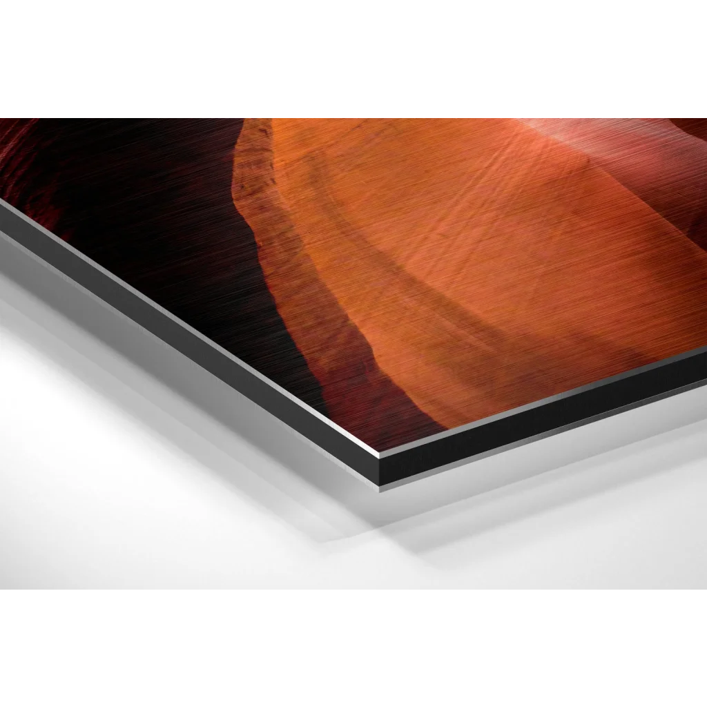 Glass Wall Art Vivid orange red canyon on brushed aluminium dibond print