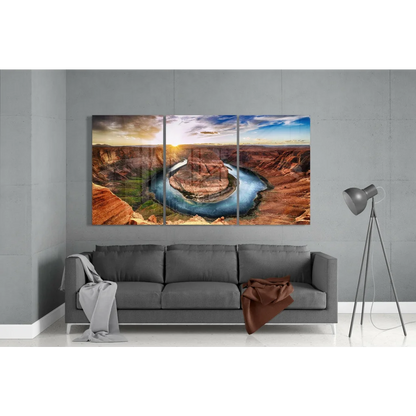 Horseshoe Bend Arizona canyon wall art three panel canvas print