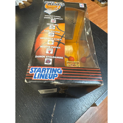 Vintage NBA starting lineup backboard with Kings basketball arcade game in original packaging featuring Grant Hill auto signed backboard