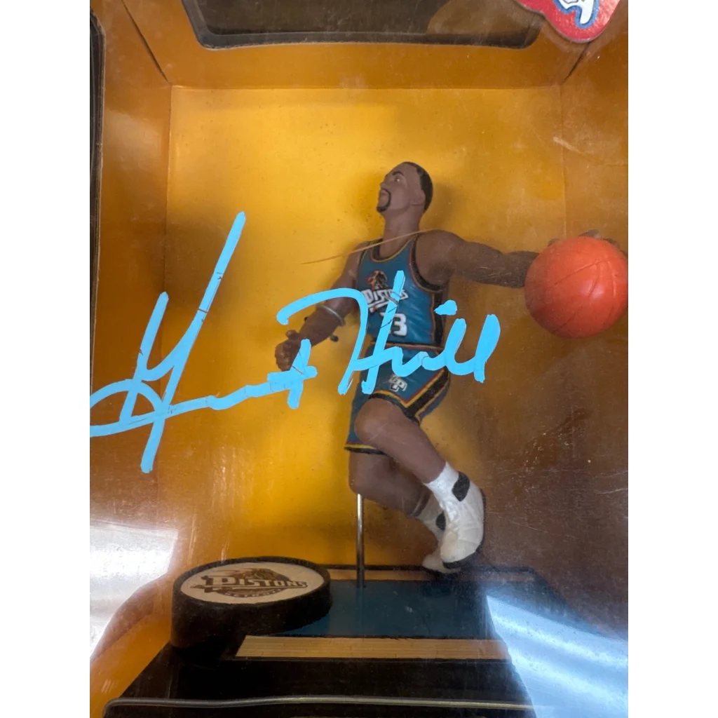 Autographed Grant Hill basketball figurine from Auto Signed Backboard Kings collection
