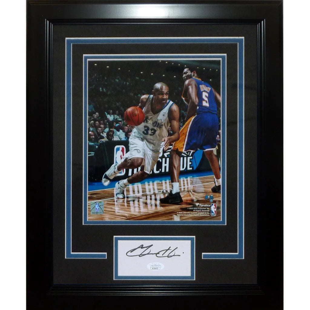 Grant Hill autographed basketball photo in signature series frame