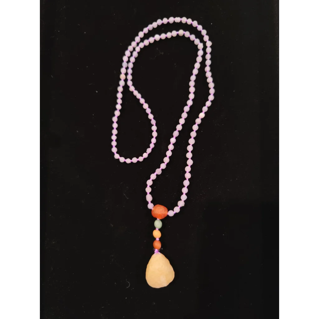 Grape agate bead necklace with Gobi Desert agate pendant