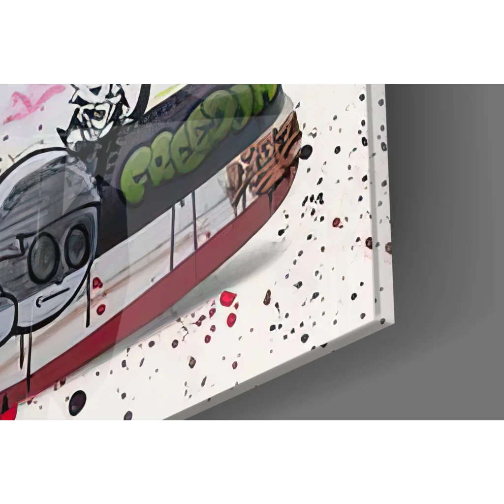 Air Jordan 1 graffiti street art wall print with bold cartoon vibes