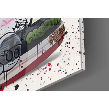 Air Jordan 1 graffiti street art wall print with bold cartoon vibes