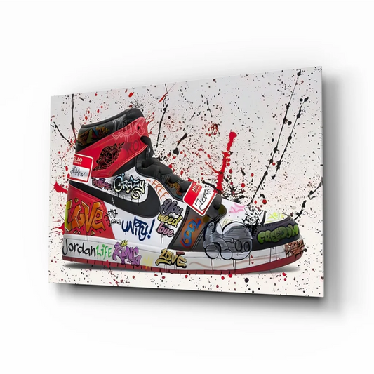 Air Jordan 1 graffiti sneaker wall art canvas print