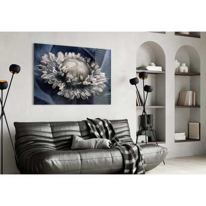 Stunning Blue Poppy Canvas Wall Art with Metallic Silver Details | Contemporary Home Wall Art | vintageantiquesgifts.com