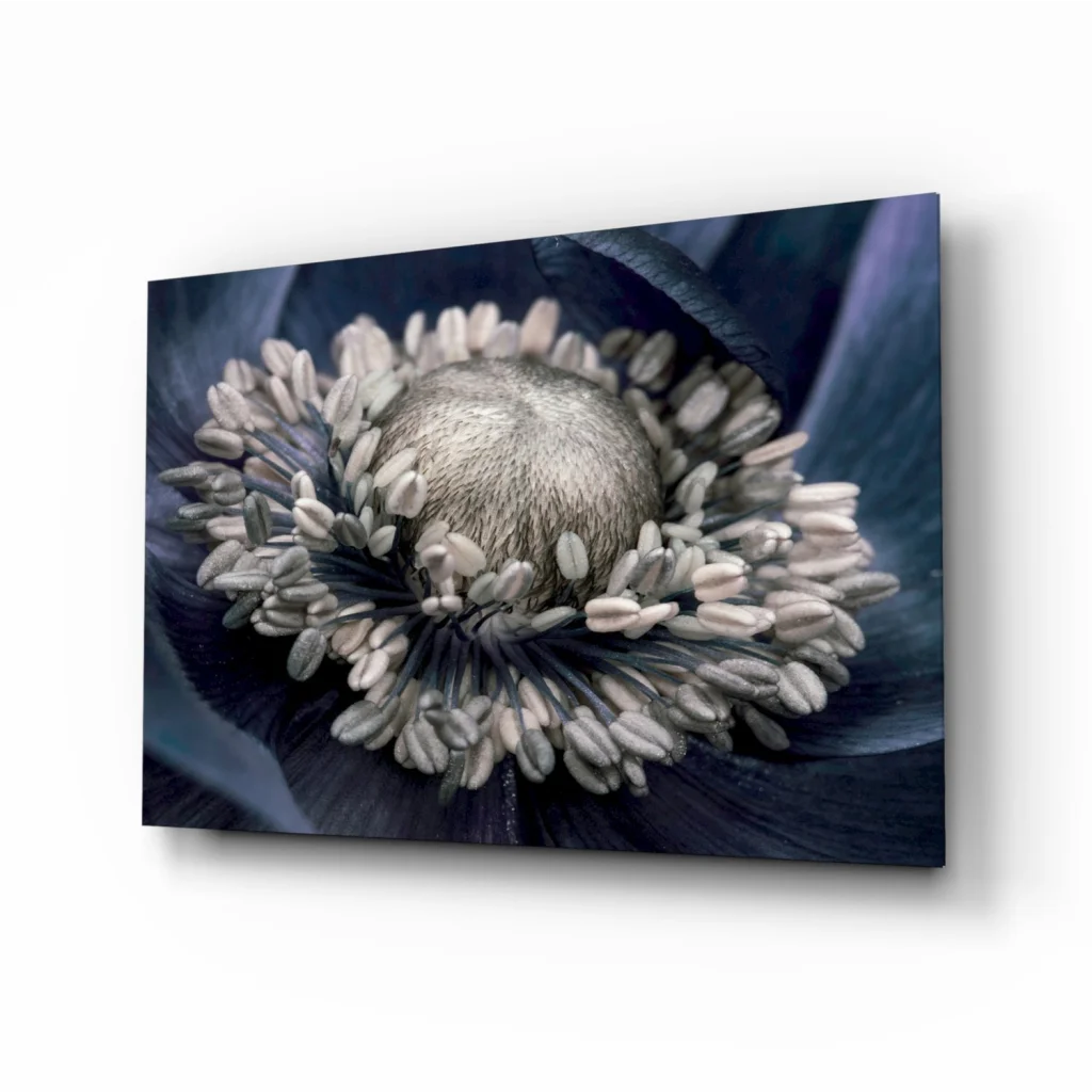Stunning Blue Poppy Canvas Wall Art with Metallic Silver Details | Insigneart USA | vintageantiquesgifts.com