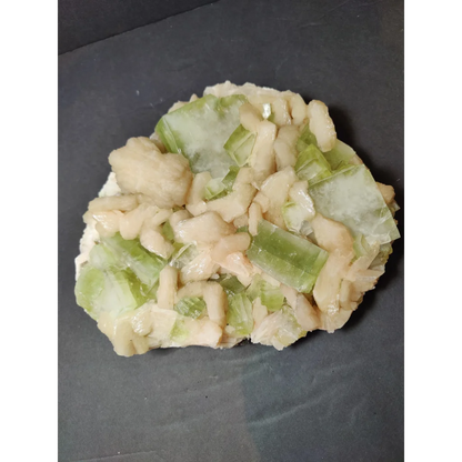 Green apophyllite cubes with peach stilbite specimen, 1,784g