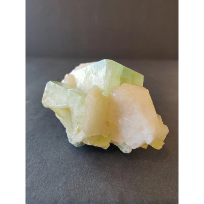 Green apophyllite cubes with peach stilbite specimen 157g