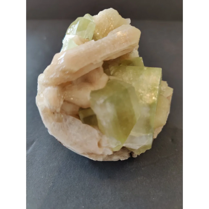 Green apophyllite cubes with peach stilbite specimen, 410g