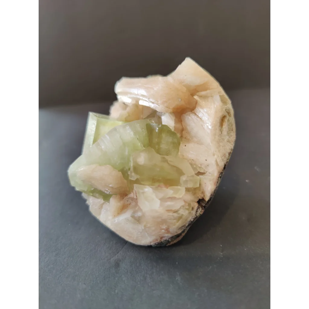 Green apophyllite cubes with peach stilbite specimen, 410g