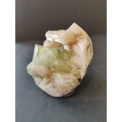 Green apophyllite cubes with peach stilbite specimen, 410g