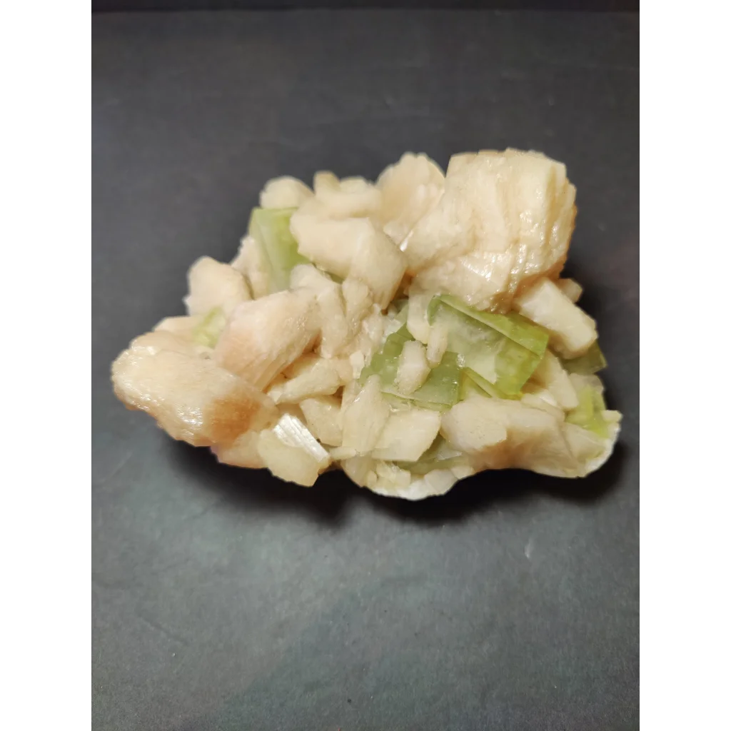 Green apophyllite cubes with peach stilbite specimen, 859g