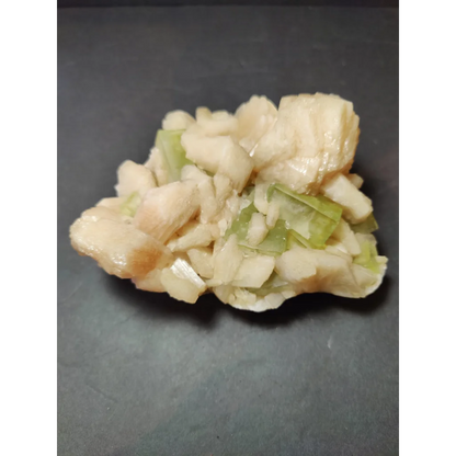 Green apophyllite cubes with peach stilbite specimen, 859g