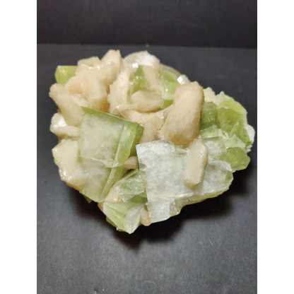 Green apophyllite cubes with peach stilbite specimen 931g