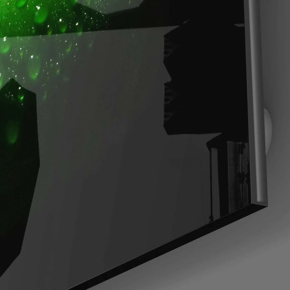 Stunning Green Apple Glass Wall Art with Glossy Black Finish | Modern Wall Art Decor | vintageantiquesgifts.com