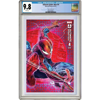 9.8 graded Ultimate Spider-Man #4 comic with Green Goblin action in plastic sleeve