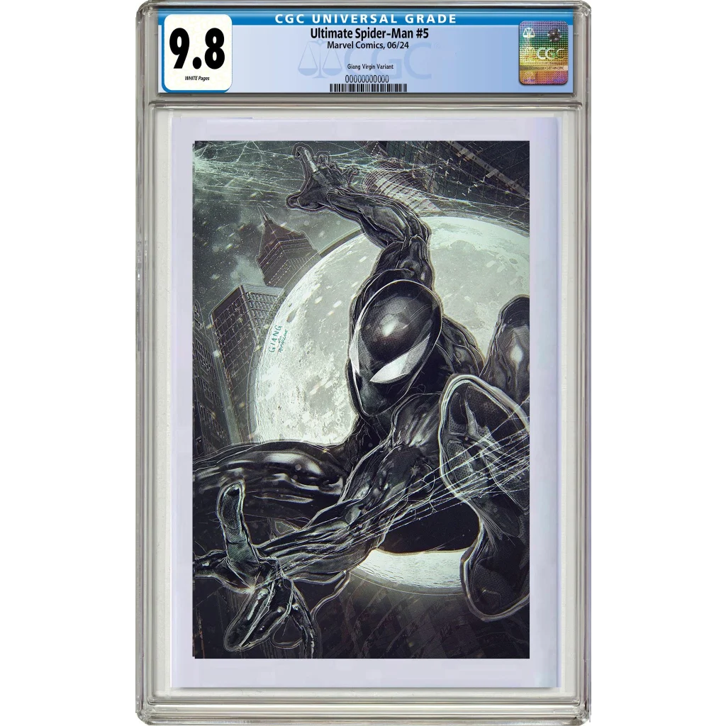9.8 Graded Ultimate Spider-Man #5 Comic with Venom and Cityscape Frame