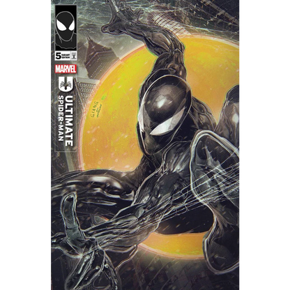 Black and orange Spiderman comic cover with web design collectible