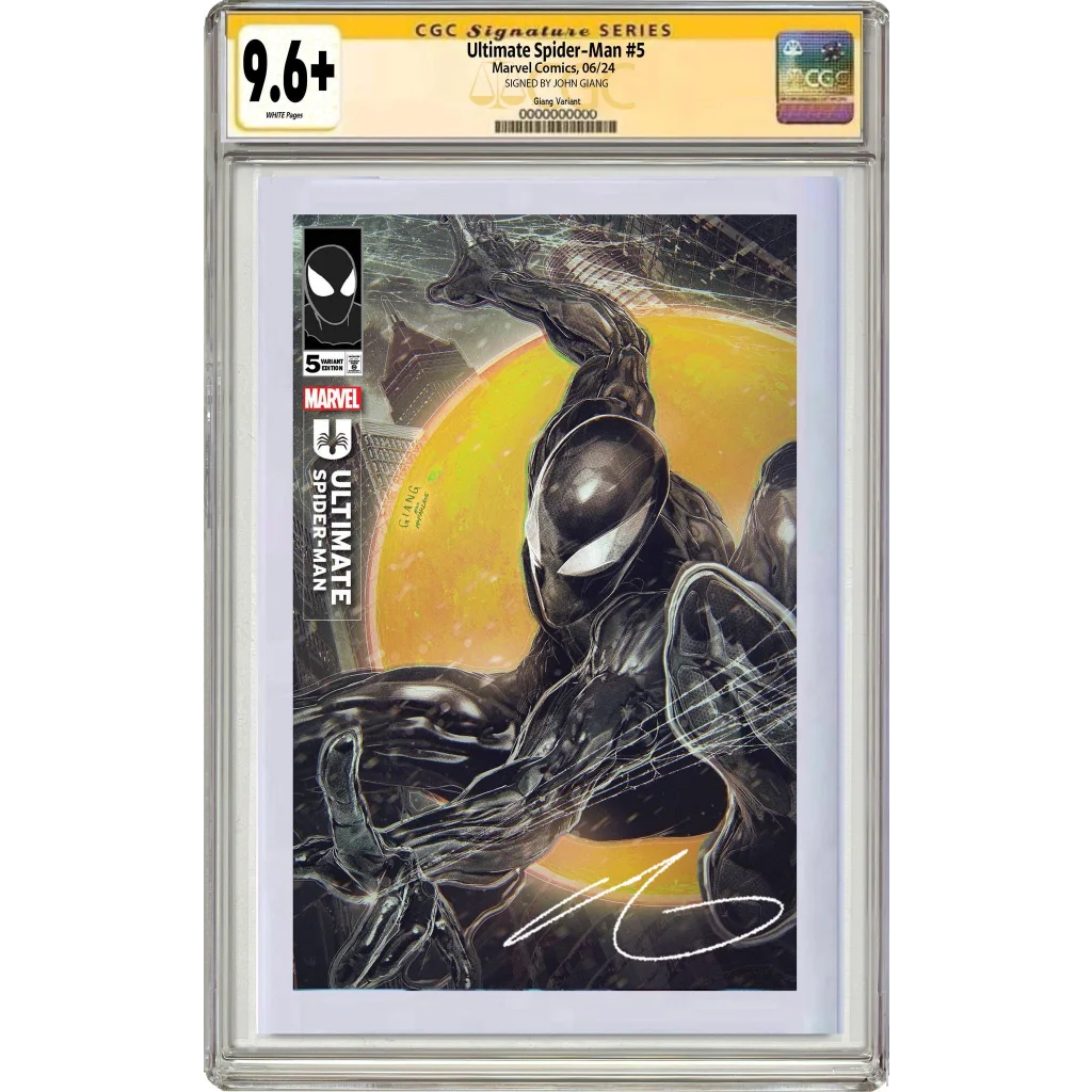 Graded 9.6 Ultimate Spider-Man #5 comic with Venom art, signed by Skottie Young