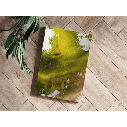 Green gold abstract canvas art with textured modern design