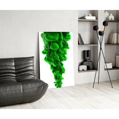 Vibrant green swirl glass wall art on canvas for modern homes