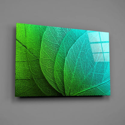 Tropical Leaf Canvas Wall Art in Vibrant Green and Teal | Glass Wall Art Print | vintageantiquesgifts.com