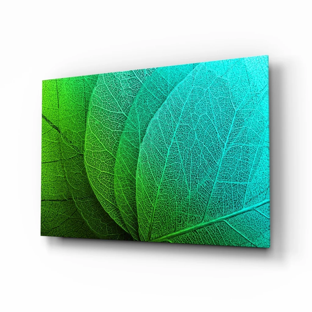 Tropical Leaf Canvas Wall Art in Vibrant Green and Teal | Insigneart USA | vintageantiquesgifts.com