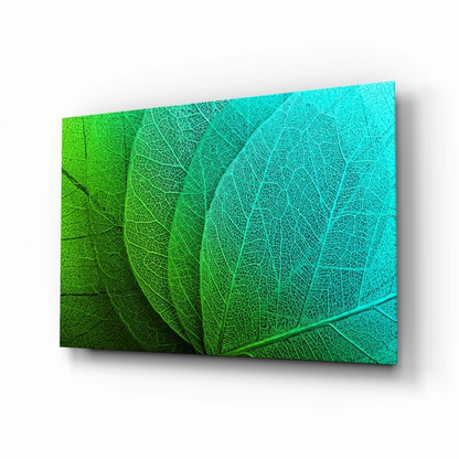 Tropical Leaf Canvas Wall Art in Vibrant Green and Teal | Insigneart USA | vintageantiquesgifts.com