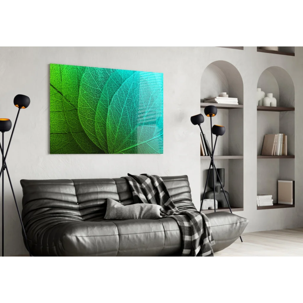 Tropical Leaf Canvas Wall Art in Vibrant Green and Teal | Contemporary Home Wall Art | vintageantiquesgifts.com