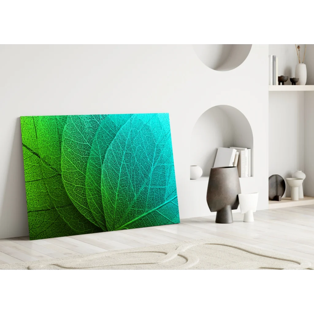 Tropical Leaf Canvas Wall Art in Vibrant Green and Teal | Modern Wall Art Decor | vintageantiquesgifts.com