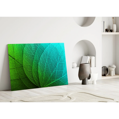 Tropical Leaf Canvas Wall Art in Vibrant Green and Teal | Modern Wall Art Decor | vintageantiquesgifts.com