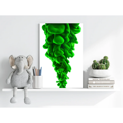 Vibrant green ink swirl on insigne aluminum print