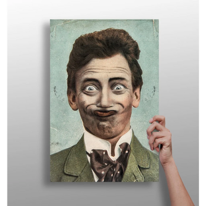 Green suit gentleman canvas art print with bow tie and mustache