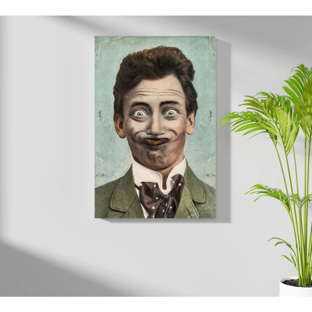 Green suit gentleman canvas print with bow tie and mustache