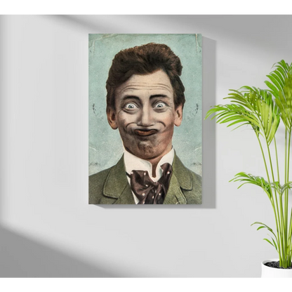 Green suit gentleman canvas print with bow tie and mustache