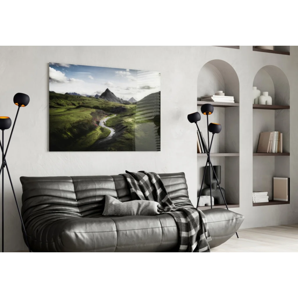 Stunning Valley River Glass Wall Art Print for Your Home | Contemporary Home Wall Art | vintageantiquesgifts.com